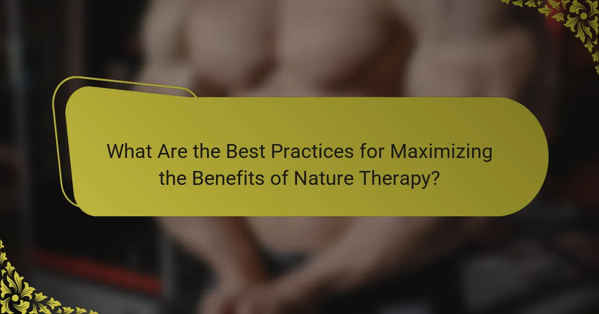 What Are the Best Practices for Maximizing the Benefits of Nature Therapy?
