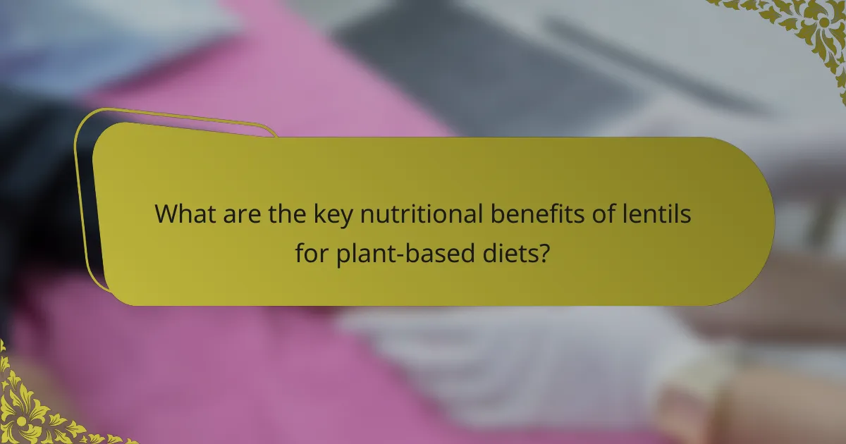 What are the key nutritional benefits of lentils for plant-based diets?