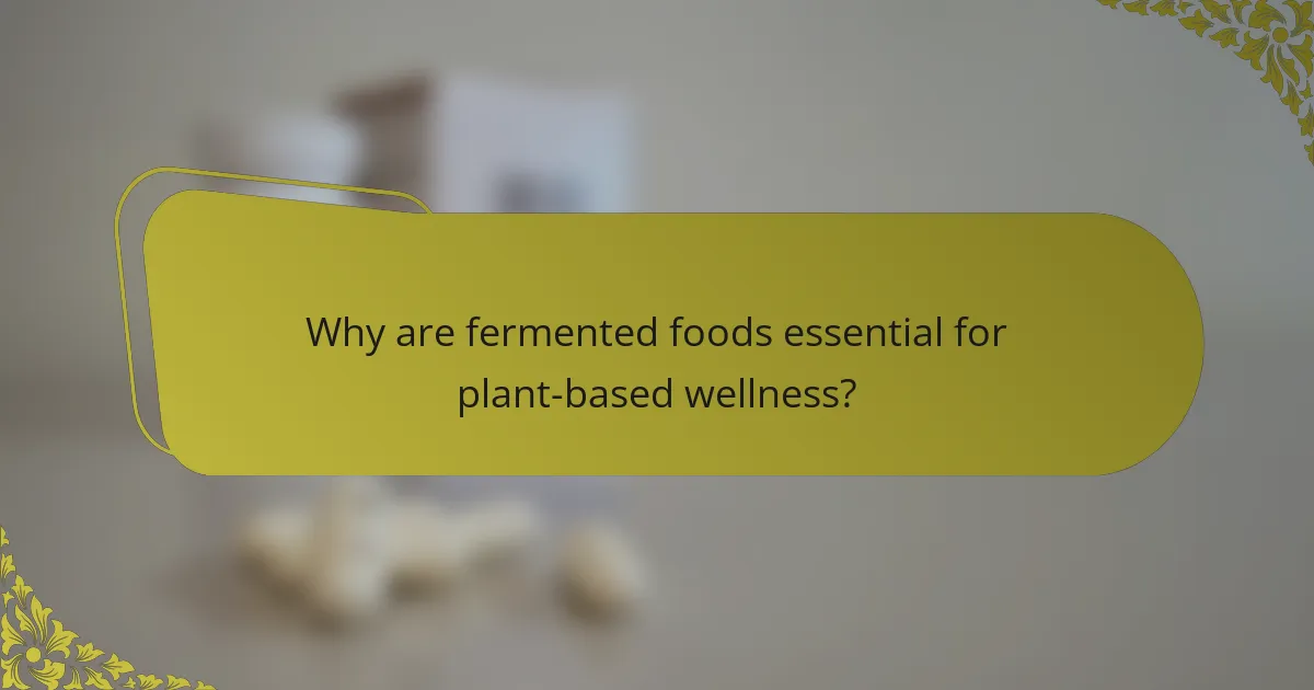 Why are fermented foods essential for plant-based wellness?